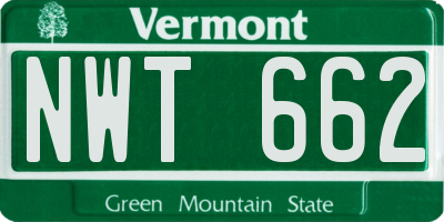 VT license plate NWT662