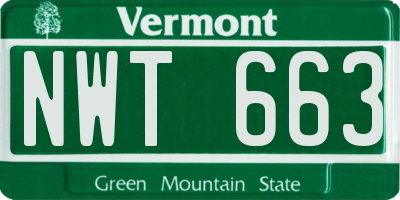 VT license plate NWT663