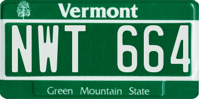 VT license plate NWT664