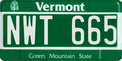 VT license plate NWT665