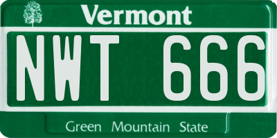 VT license plate NWT666