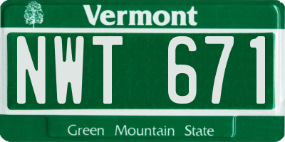 VT license plate NWT671