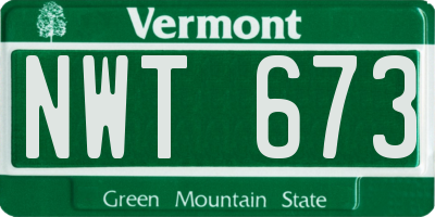 VT license plate NWT673