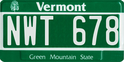 VT license plate NWT678