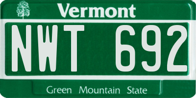 VT license plate NWT692