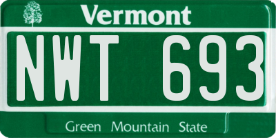 VT license plate NWT693
