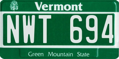 VT license plate NWT694