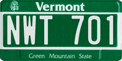 VT license plate NWT701