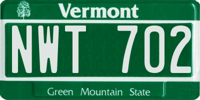 VT license plate NWT702