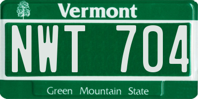 VT license plate NWT704