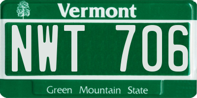 VT license plate NWT706