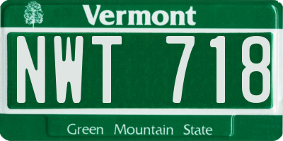 VT license plate NWT718