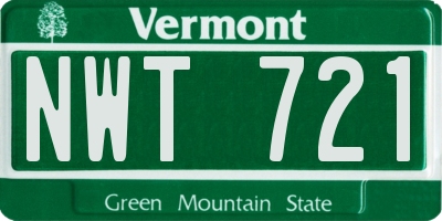 VT license plate NWT721