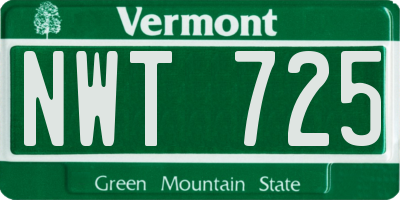VT license plate NWT725