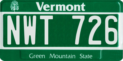 VT license plate NWT726