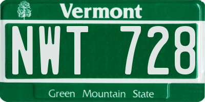 VT license plate NWT728