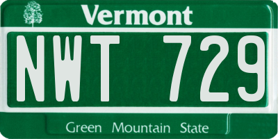 VT license plate NWT729