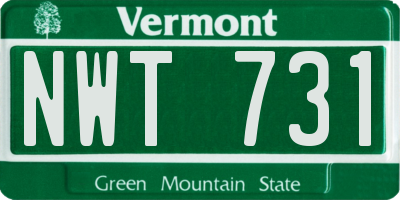 VT license plate NWT731
