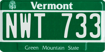 VT license plate NWT733