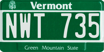 VT license plate NWT735