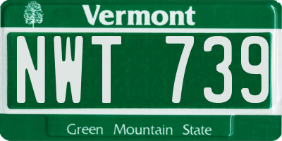 VT license plate NWT739
