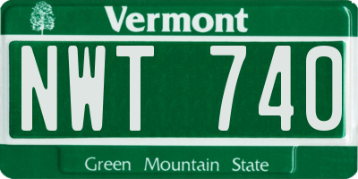 VT license plate NWT740