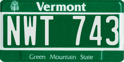 VT license plate NWT743