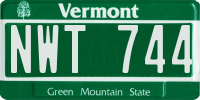 VT license plate NWT744