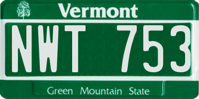 VT license plate NWT753