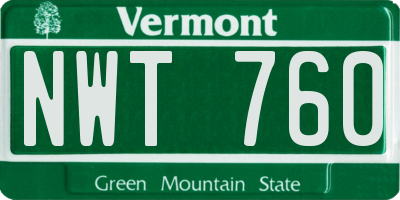 VT license plate NWT760