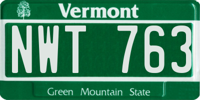 VT license plate NWT763