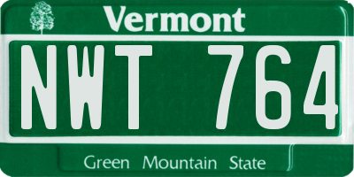 VT license plate NWT764