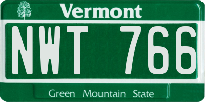 VT license plate NWT766