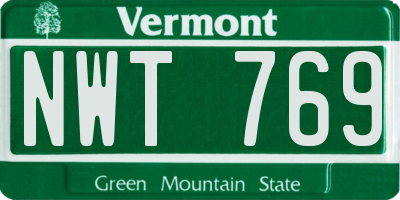 VT license plate NWT769