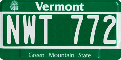 VT license plate NWT772