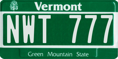 VT license plate NWT777