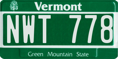 VT license plate NWT778