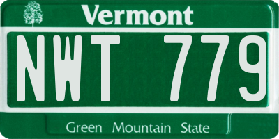 VT license plate NWT779