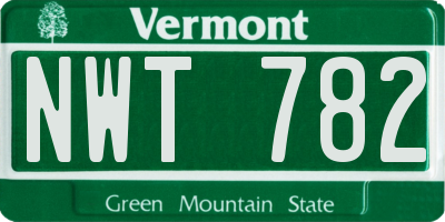VT license plate NWT782
