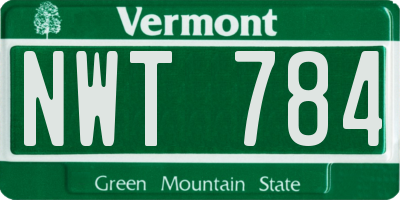 VT license plate NWT784