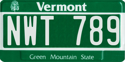 VT license plate NWT789