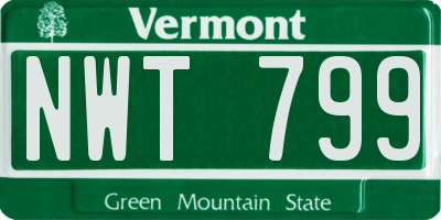 VT license plate NWT799