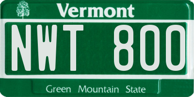 VT license plate NWT800