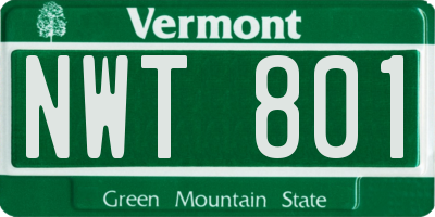 VT license plate NWT801