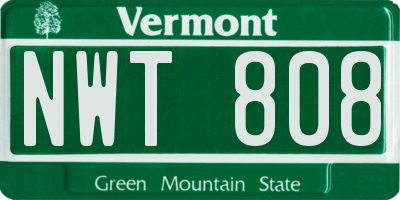 VT license plate NWT808