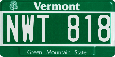VT license plate NWT818