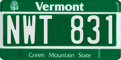 VT license plate NWT831