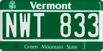 VT license plate NWT833