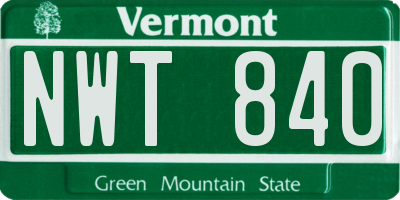 VT license plate NWT840