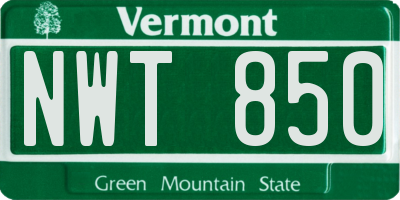 VT license plate NWT850